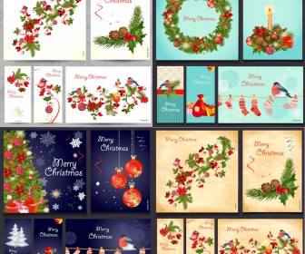 Christmas backgrounds and banners with Christmas tree, balls, socks and Christmas wreaths vector 2020 - 2021