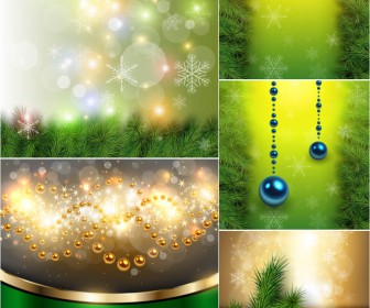 Christmas backgrounds with Christmas balls and tree branches vector 2020 - 2021