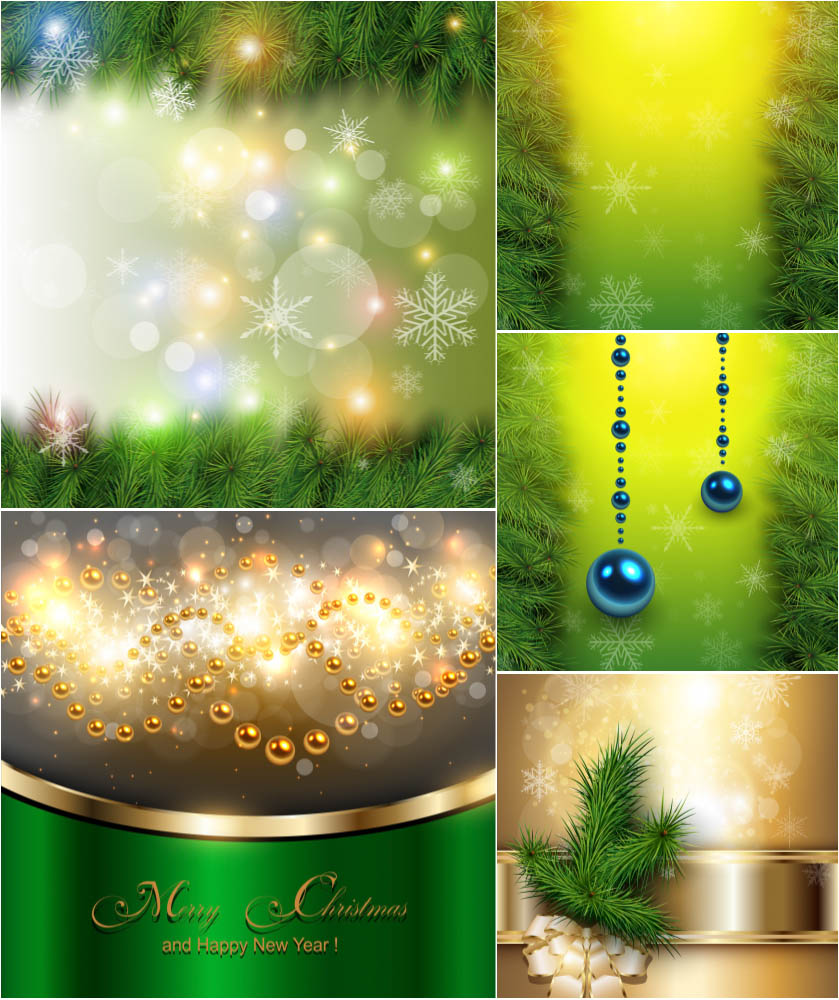 Christmas backgrounds with Christmas balls and tree branches