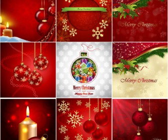 Christmas backgrounds with balls and candles vector 2020 - 2021