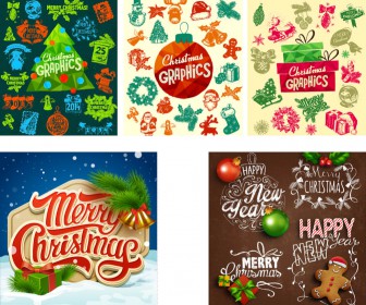 Christmas decoration elements vector 2020 - 2021