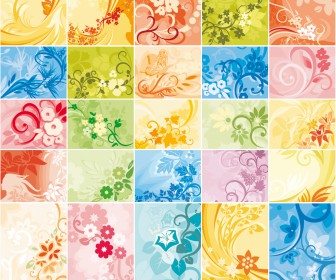 Collection colorful floral ornament backgrounds