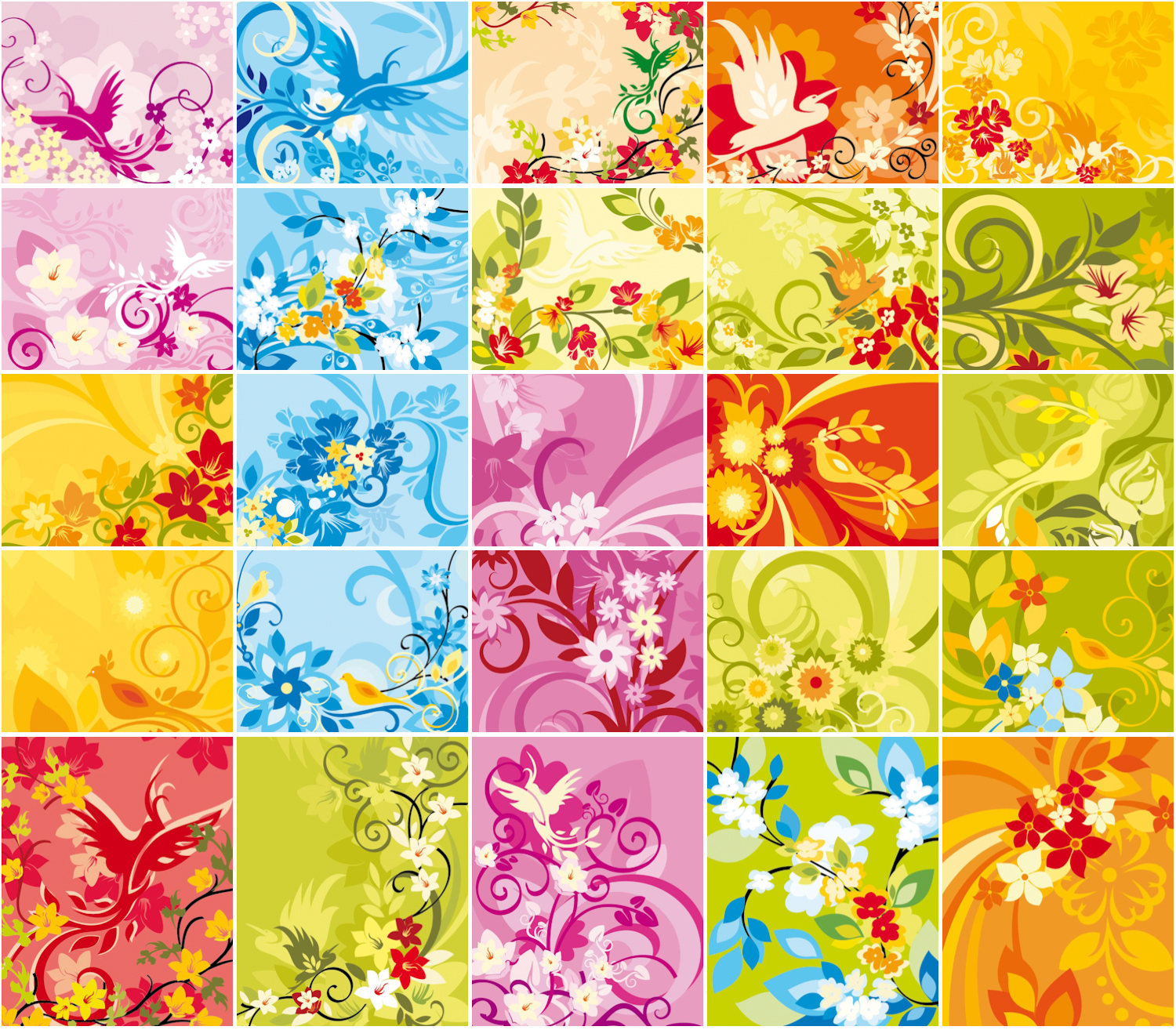 Collection floral ornament backgrounds