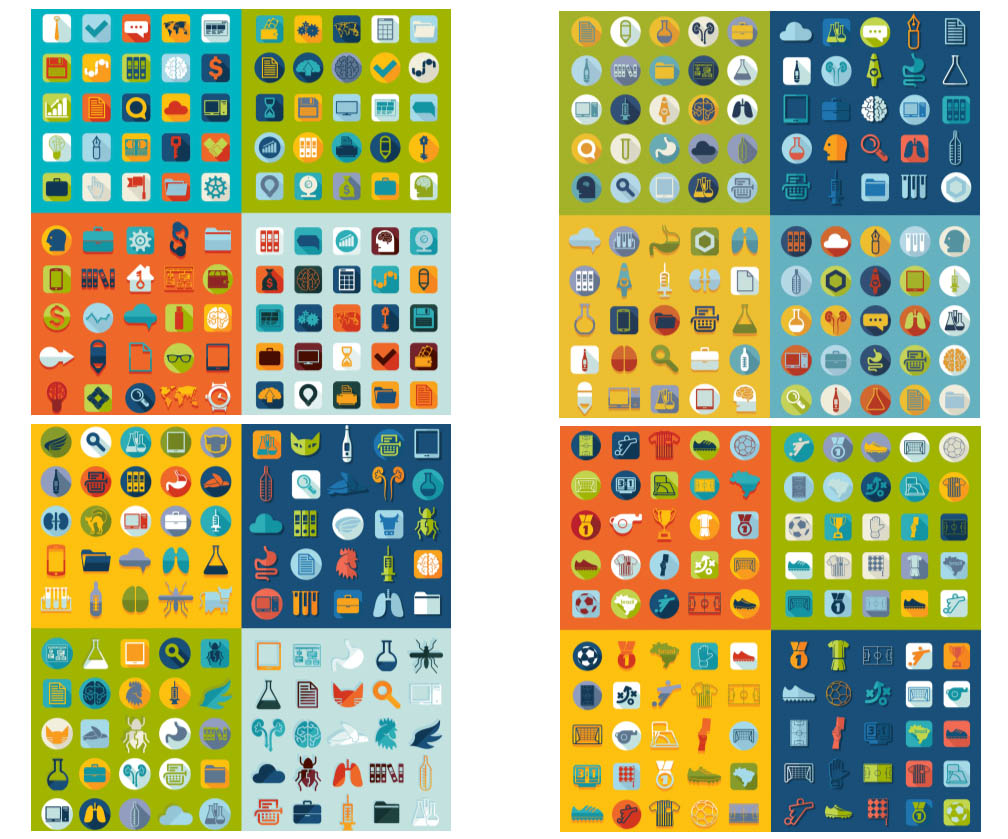Colorful flat icons vectors