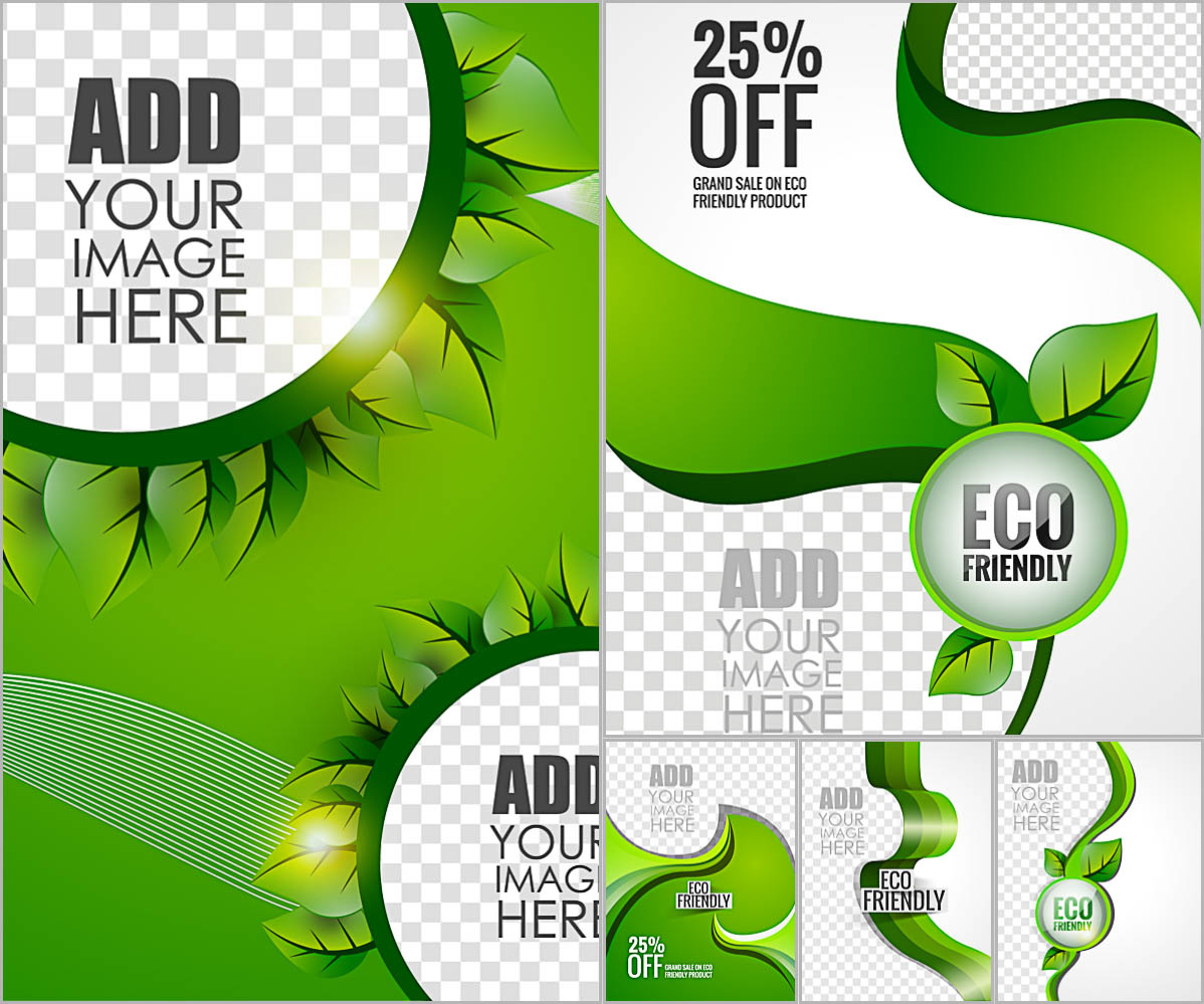Eco theme cards vector