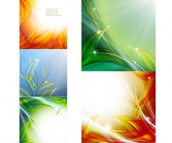 Floral backgrounds with dew on leaves