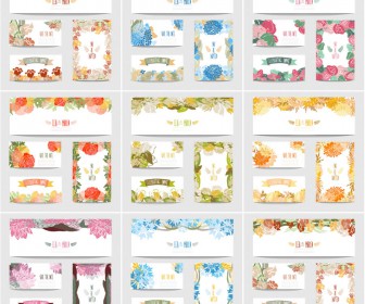 Floral wedding cards templates vector