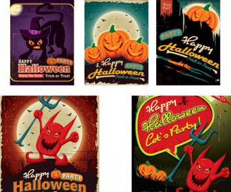 Happy Halloween party invitations vector