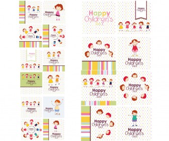 Happy children cards vectors