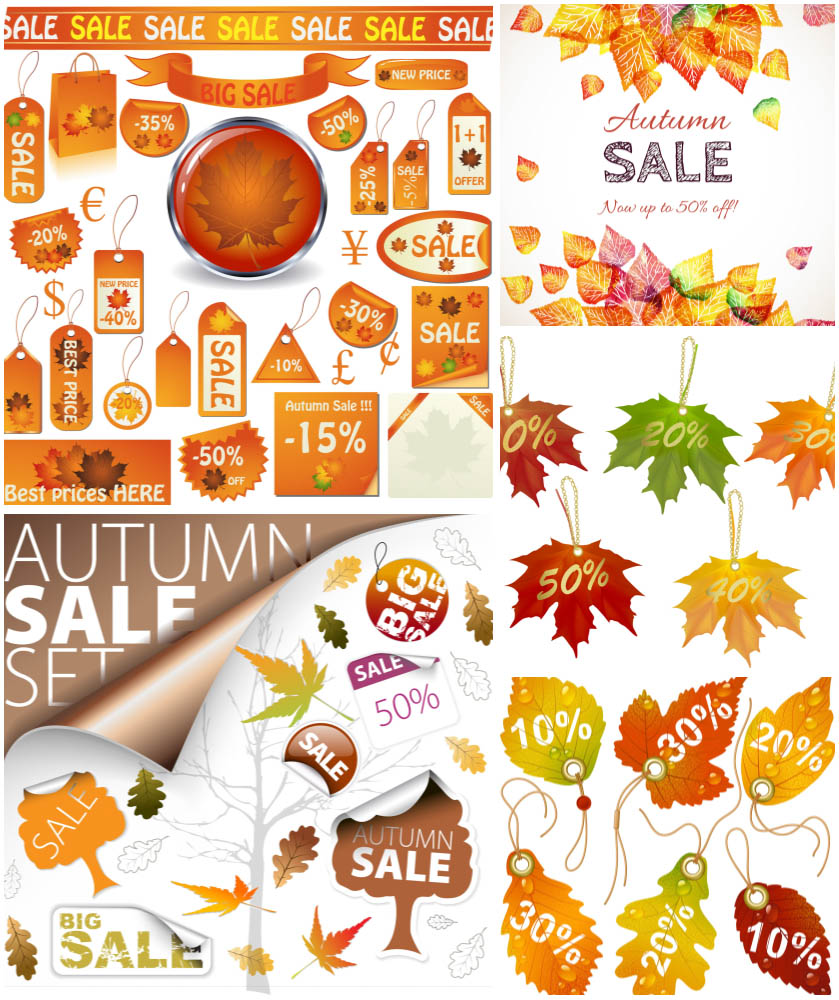Qualitatively drawn autumn (fall), discount and backgrounds