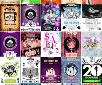 Retro and vintage party flyer collection