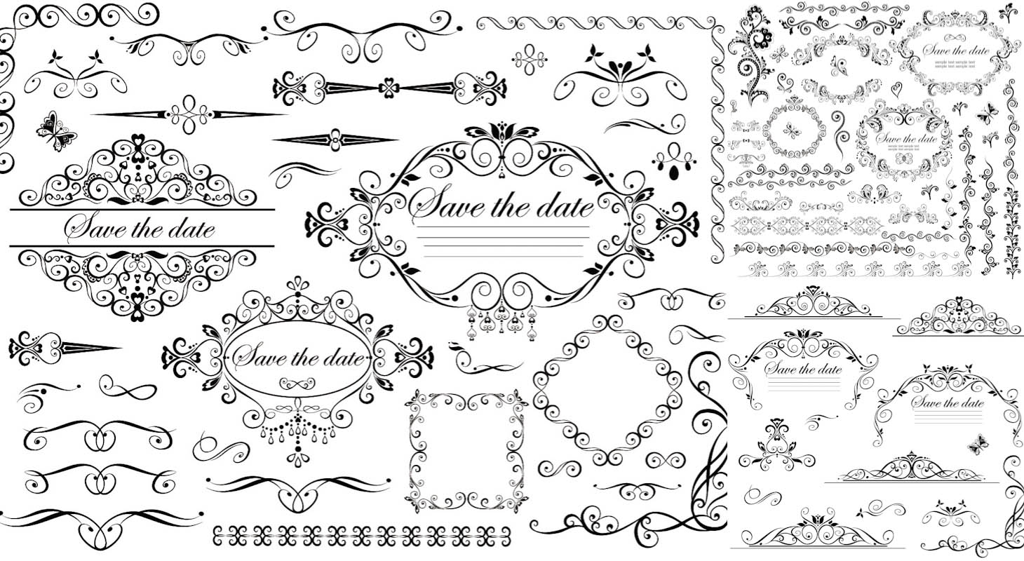 Wedding frames with place for text vector