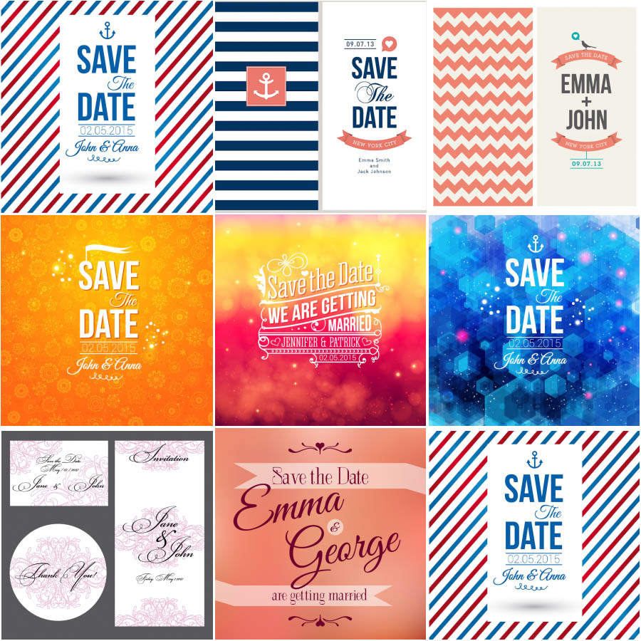 Wedding save the date templates vector