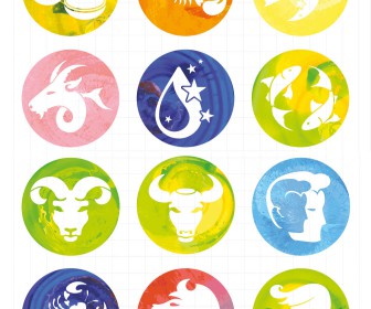 Zodiac signs in circle icon