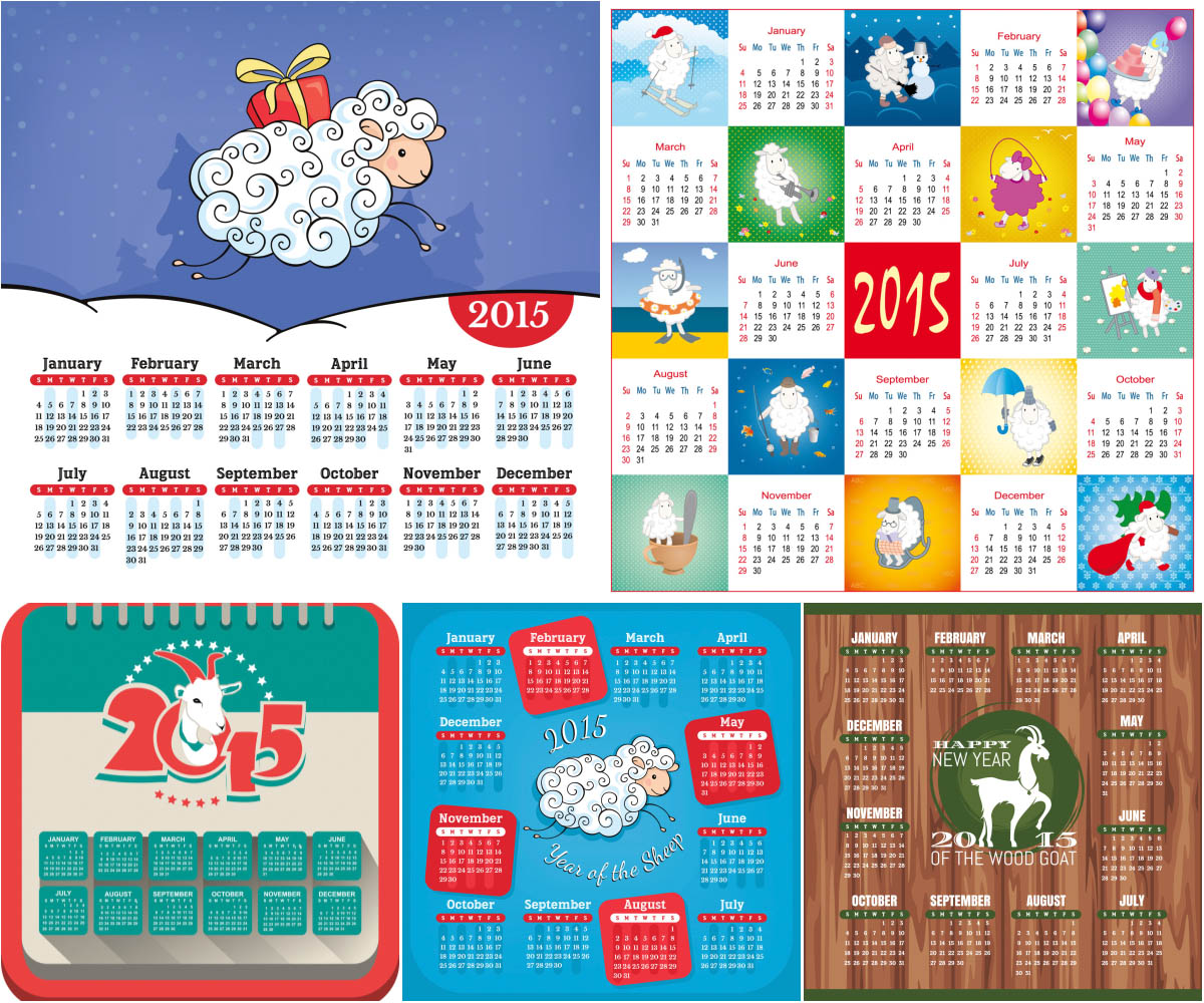 2015 Calendar with sheep and goat good design
