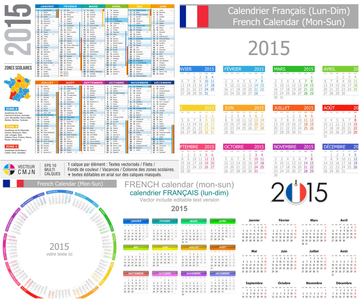 2015 French calendars