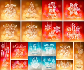2020 - 2021 Happy New Year and Christmas backgrounds vector