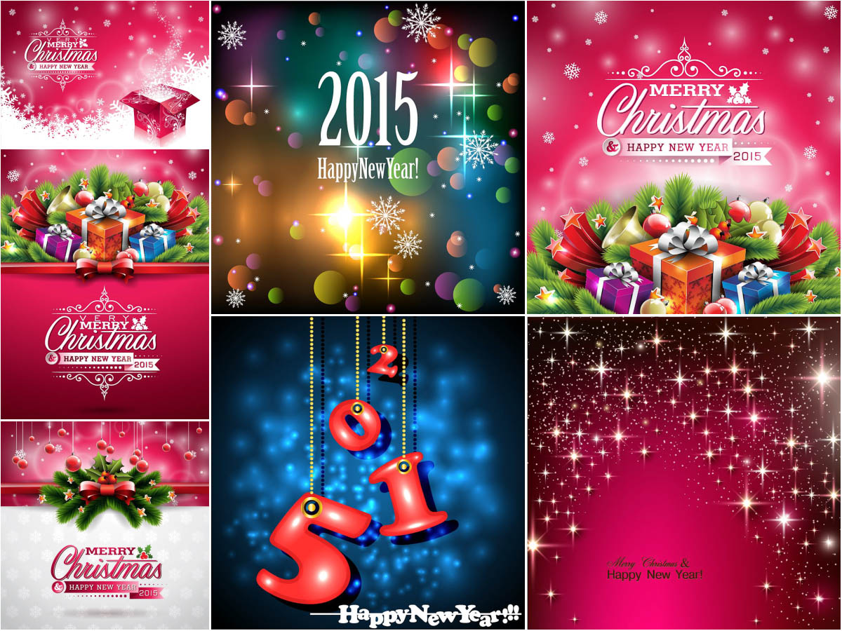2015 Merry Christmas and New Year backgrounds