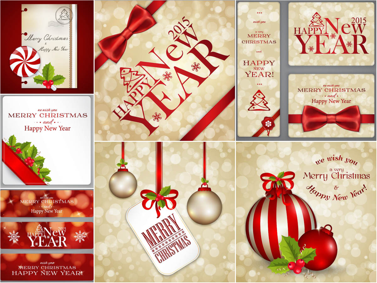 2015 New Year and Christmas backgrounds and banners