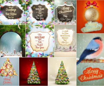 2015 New Year and Christmas backgrounds, background with decorated fir tree