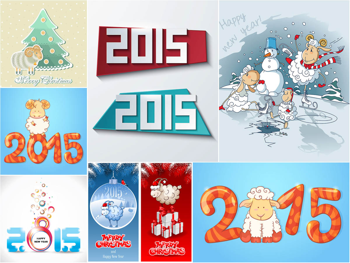 2015 inscription, 2015 Christmas backgrounds with sheep
