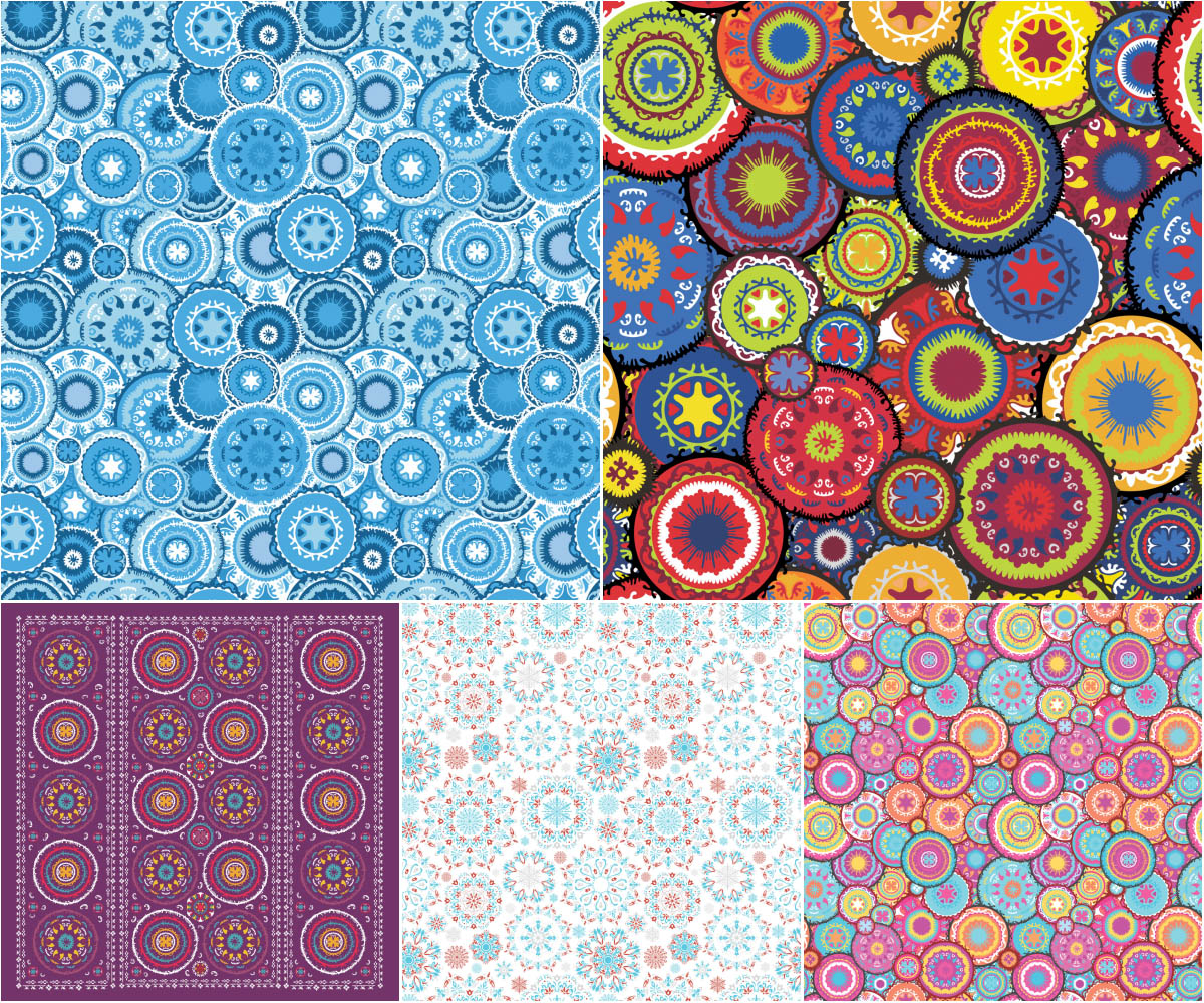 Backgrounds with colored circles and patterns