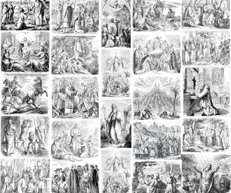 Black and white illustrations of biblical theme and Jesus vector 2020 - 2021