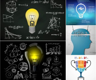 Business concept design from icons light bulb with idea