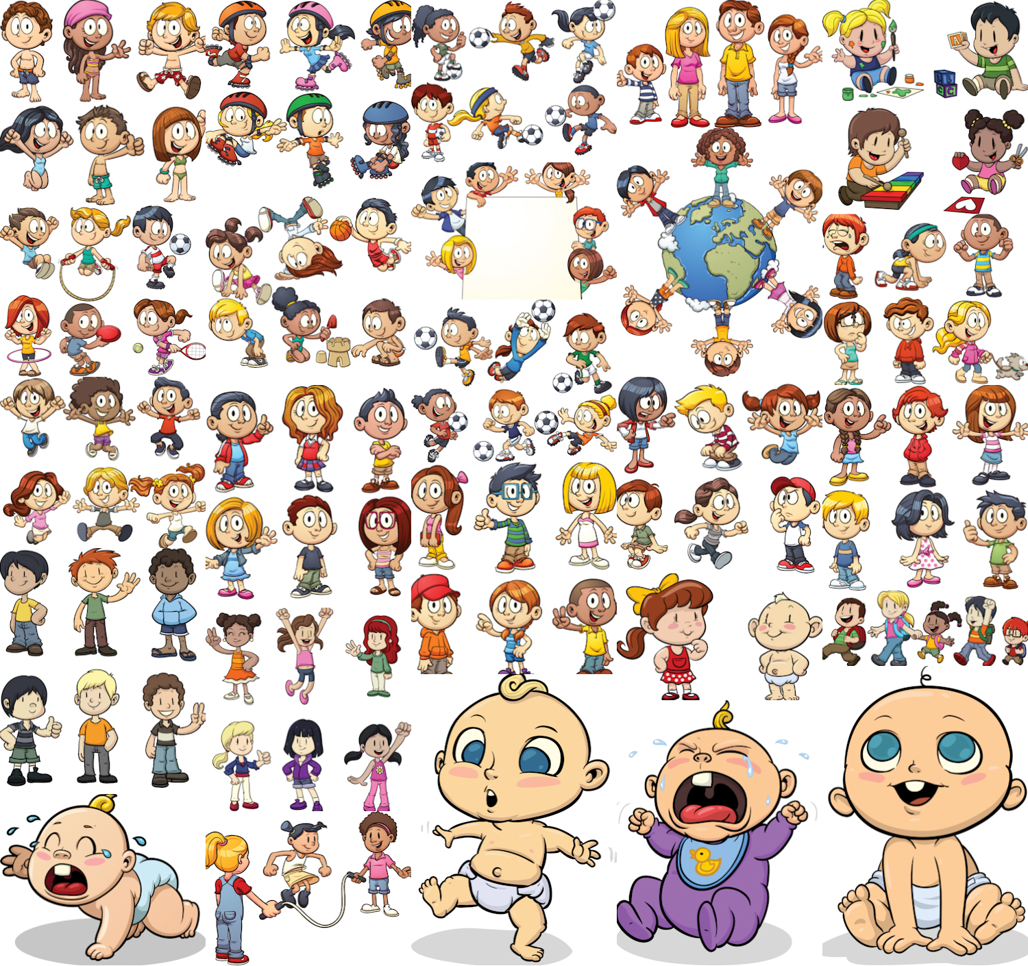 Children Illustration, babies and teenagers