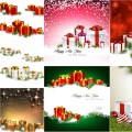 Christmas backgrounds with fir branches and gift boxes