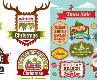 Christmas sale, Xmas sale labels set 2 vector 2020 - 2021