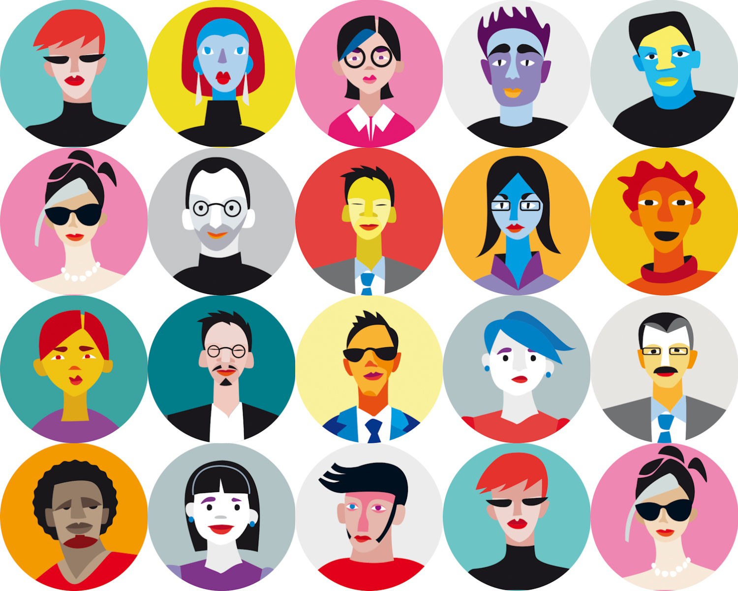 Circular People avatar for web sites or games vectors