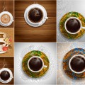 Coffee cups backgrounds with views of the coffee grounds