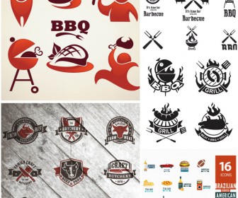 Cooking chef food vegetables icons labels signs symbols and design elements