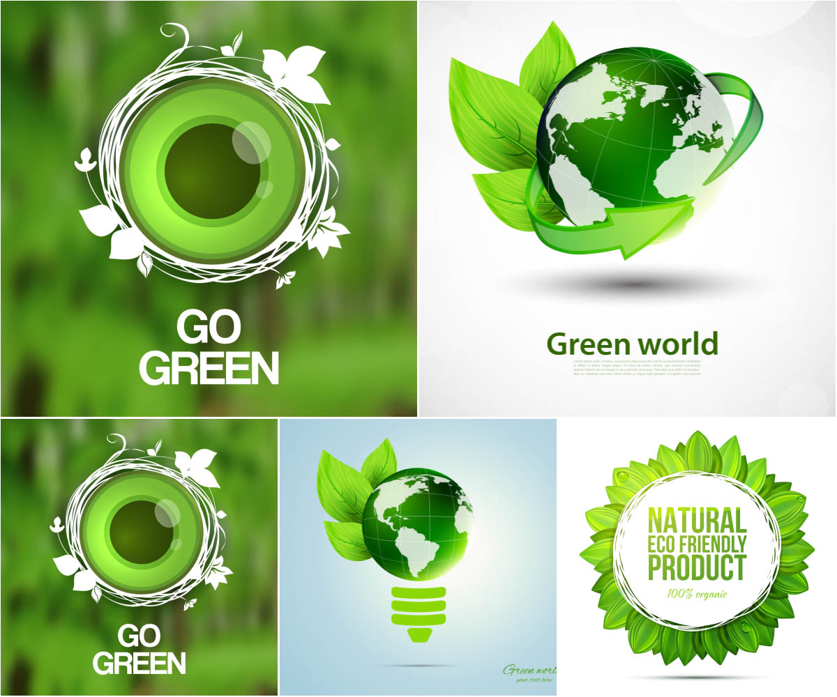 Eco friendly technology concept and green World cards