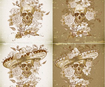 Skull for t-shirts print, skull backgrounds with floral ornaments vector