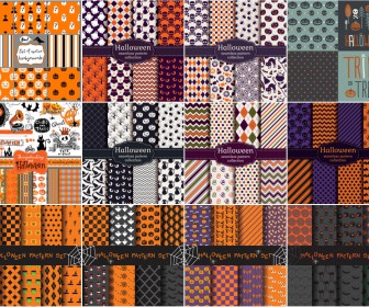Halloween backgrounds and collection seamless patterns vector