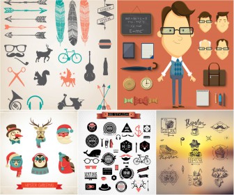 Hipster backrounds and icons