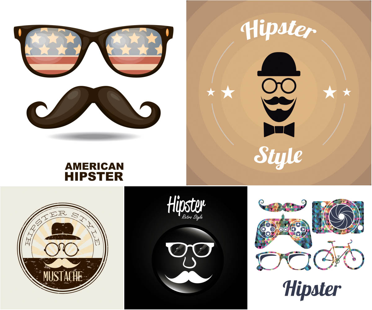 Retro Hipster style backrounds, elements and icons