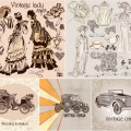 Retro style cars, womans and accesories