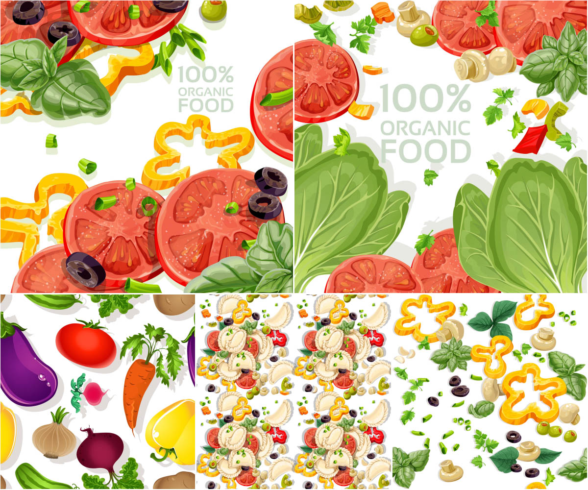 Seamless backgrounds organic food