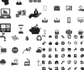 Silhouette business and eco icons