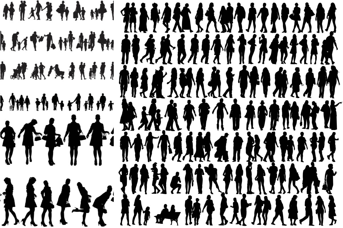 Silhouette of people on the move