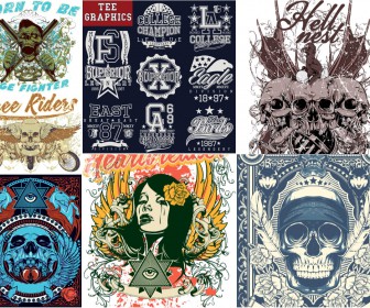 T-shirt designs with skulls and other