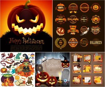 Vintage halloween invitations vector