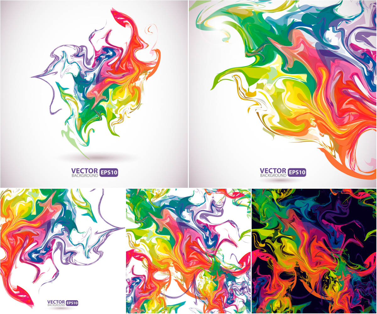 Watercolor abstract colored backgrounds set 2