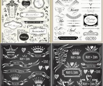 Wedding frame and calligraphic elements vector