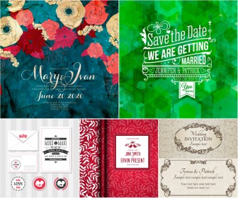 Wedding invitations templates vector