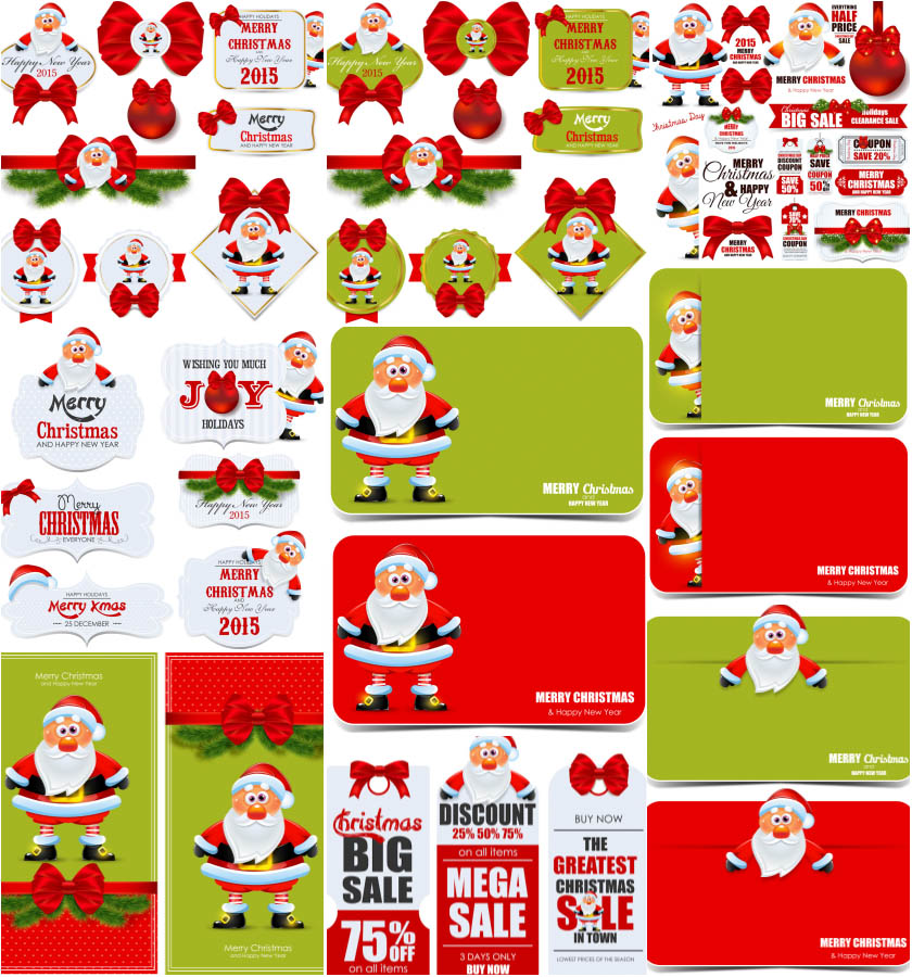 2015 Christmas Sale with Santa Claus and banners