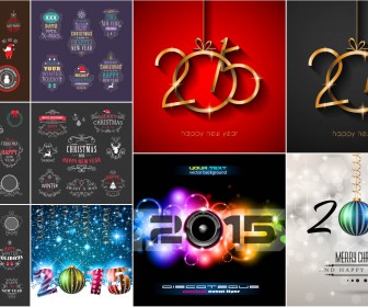 2015 New Year backgrounds and 2015 Xmas labels